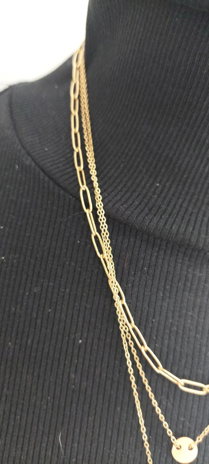 Collier multi-rangs doré en acier inoxydable - Style Créateur – photo 3
